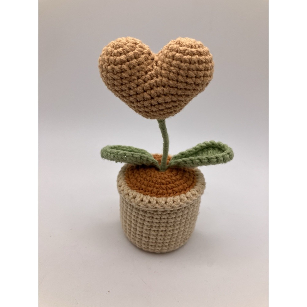 Crochet Potted Heart Flower Desk Locker Decor Gifts Farmhouse Cottage Core